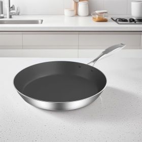 SOGA Stainless Steel Fry Pan 30cm Frying Pan Induction FryPan Non Stick Interior