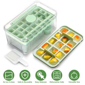 Ice Cube Tray With Lid And Bin Plastic Ice Trays Pop Ice Mold 2 Ice Cube Trays with Scoop Easy Release Stackable Dishwasher Safe Produce 56 Ice C