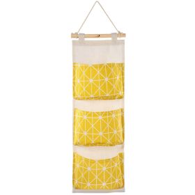 1Pc Wall Mounted Storage Bag Door Closet Hanging Storage Bag Organizer Waterproof 3 Pockets Pouch (Option: 1Pc Yellow)