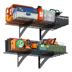 24X48 Inch Wall Mounted Garage Wall Mounted Shelf, Supermarket Storage Rack, Black, 2-piece Set (Color: Black)