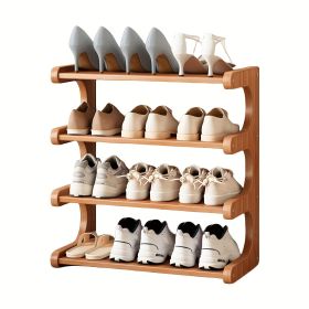 Four-layer Wooden Stackable Floor-standing Shoe Rack Suitable For Entrance, Wardrobe And Corridor To Store High Heels, Sneakers And Sandals (Option: 4Layers)