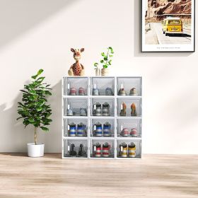 White Medium Size 12PCS Shoe Box Plastic Mesh Free Combination (Color: White)